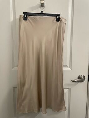 100% Silk Midi Skirt - Champagne - XL